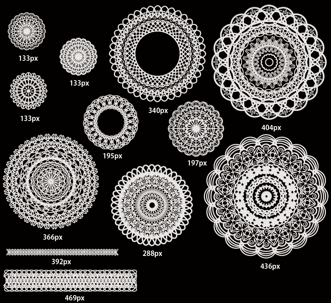 レースのphotoshopブラシ素材 無料 フリー 素材